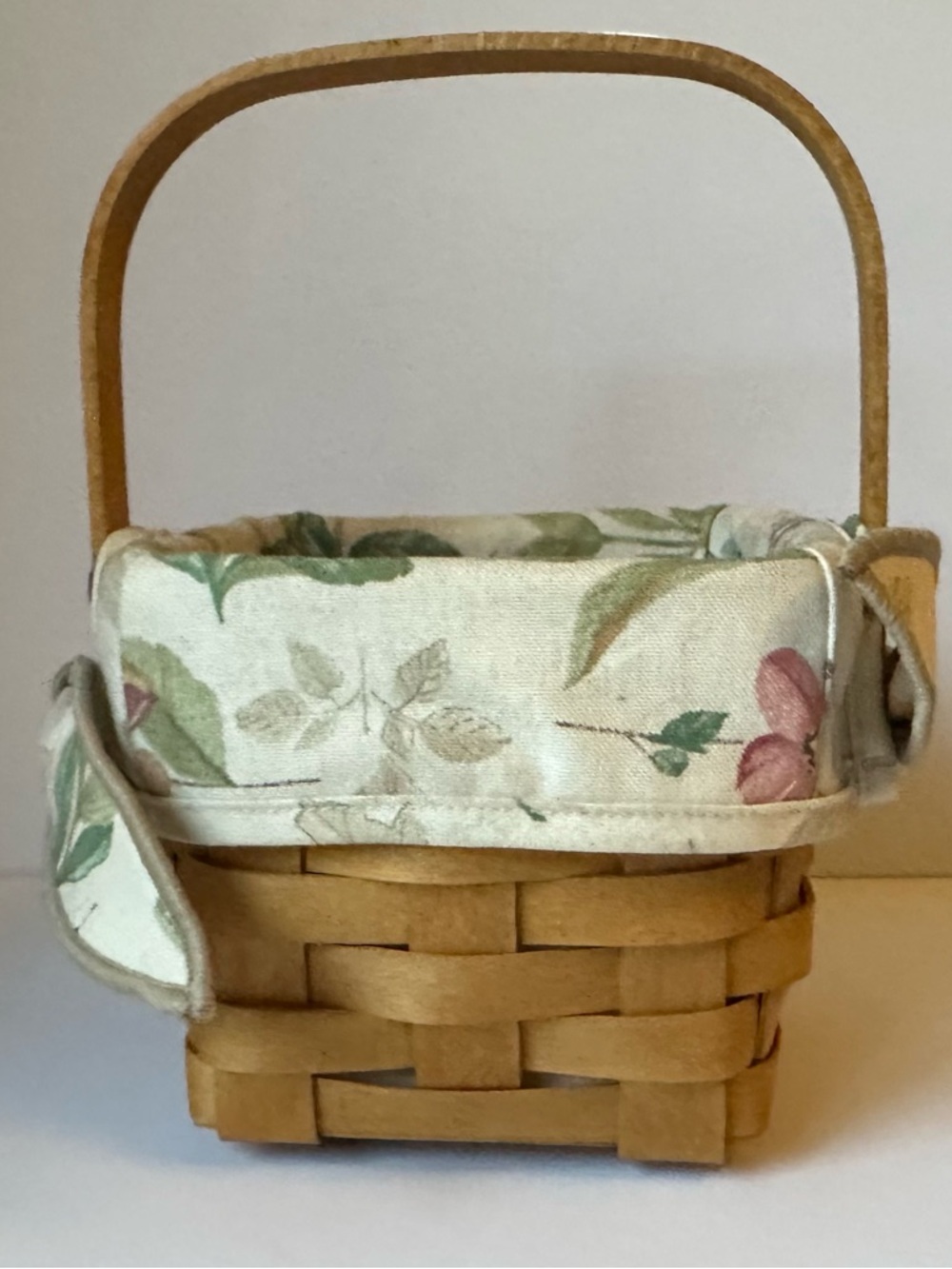 Longaburger Basket with Floral and Cream Liner